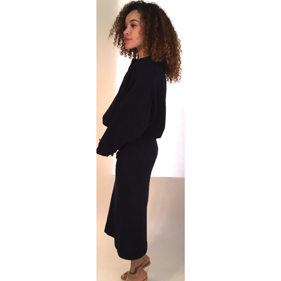 Karl Lagerfeld France Women's Size 36/6 Two Piece Navy Blue Top & Skirt Vintage - Picture 4 of 5